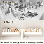 Inch Over the Sink Bathroom Shelf Organizer, No-Drill Countertop Caddy for Toiletries & Skincare, Rust-Proof Carbon Steel & Aluminum, Fits Most Faucets (Cream, 23.62inch) - Image 5