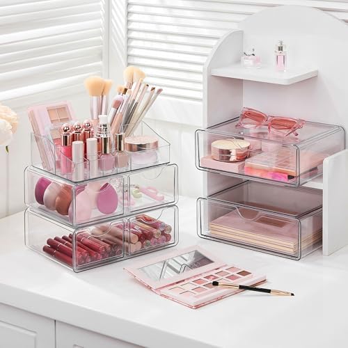 Vtopmart 5 Tier Clear Makeup Organizer with 6 Drawers - Image 6