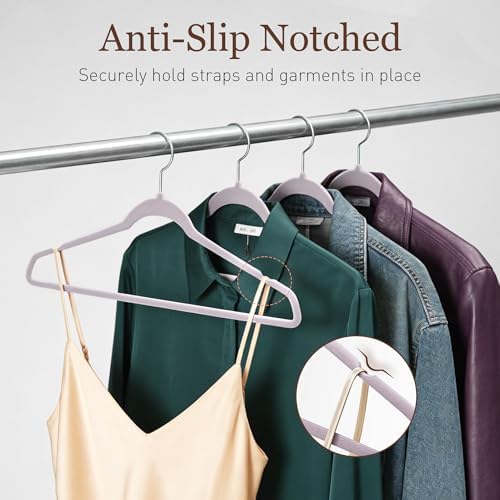 Velvet Hangers 200 Pack, 17.5" Non-Slip Clothes Hangers, Purple - Image 4