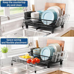 Expandable Dish Drying Rack for Kitchen Counter, Rustproof Sink Dish Drainer with Adjustable Legs & Angled Draining Tray, Space Saving Counter Dish Rack - Image 4