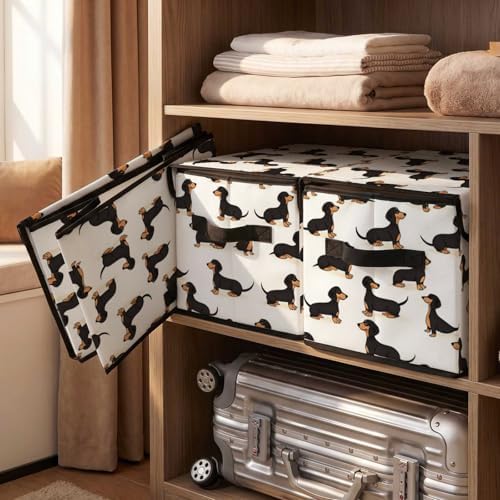 Stackable Storage Bins with Lids,Closet Organizers Fabric Box for Home and Office,Blanket Clothes Organizers,Under Bed Storage Containers 3 Pack - Image 5