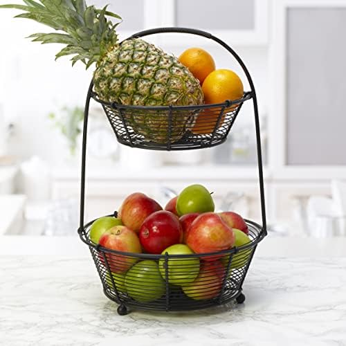 Gourmet Basics by Mikasa Tulsa Fruit Metal Storage Basket, 2-Tier - Image 6