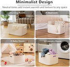 OIAHOMY 75L Large Blanket Basket Woven Storage Basket with Handle White - Image 6