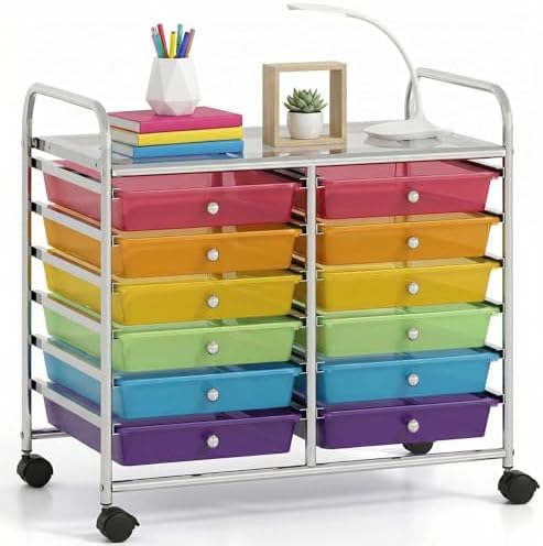 COSTWAY 12-Drawer Rolling Storage Cart, Utility Storage Organizer Cart by COSTWAY