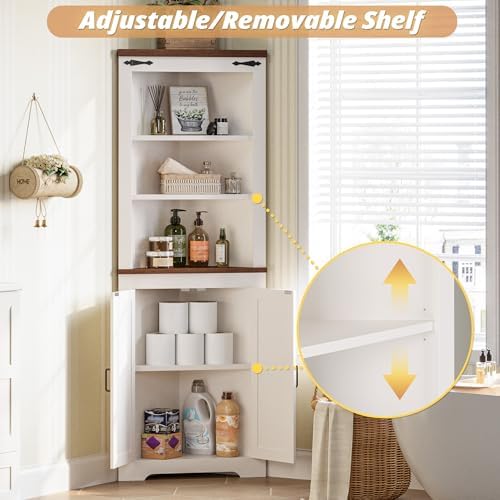 IRONCK 68'' Tall Corner Storage Cabinet with Doors and Shelves - Image 5