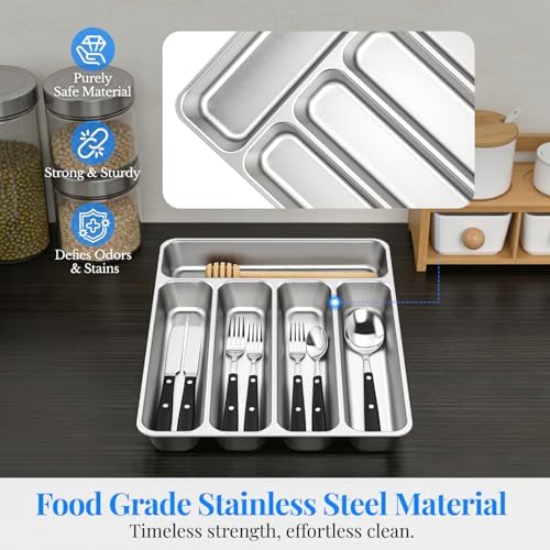 IKOCO 2-Pack Silverware Organizer, Stainless Steel, Dishwasher Safe - Image 5