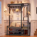 RALGEND Hall Tree with Bench and Shoe Storage, Shoe Rack with Coat Rack by RALGEND