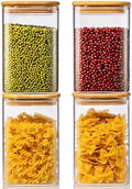 42 oz Square Glass Food Storage Containers with Airtight Bamboo Lids, 4Pack by HomArtist