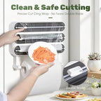 Aluminum Foil & Plastic Wrap Dispenser with Cutter - Magnetic & No-Drill Wall Mount, Cling Film Dispenser with Paper Towel Holder, Space-Saving 4-in-1 Kitchen Organizer - Fits 12" Roll, Black - Image 2