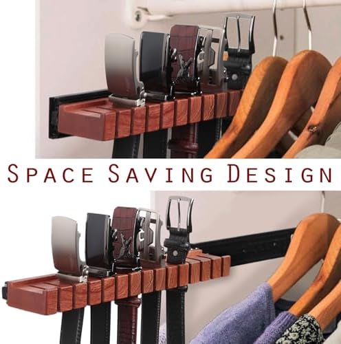 Walnut 14 Belts Organizer with Sliding System - Image 4