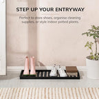 Anji Mountain Heavy Duty Waterproof Rubber Shoe Storage Mat Organizer/Boot Storage Tray Multi Use for Entryway with Coir, Gray and Ivory Insert, Fits 3 Pair (34.5" Wide) - Image 2