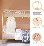 Nature Smile 20 Pack Unfinished/Natural Kids Baby Children Toddler Wooden Shirt Dress Coat Hangers with No Painting - 360°Stronger Anti-Rust Chrome Swivel Hook - Extra Smoothly Cut Notches - Image 3