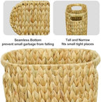 Coeusy Wicker Trash Can,Bathroom Trash Can,Water Hyacinth Wicker Waste Basket for Bathroom,Handwoven Narrow Small Waste Basket for Bedroom,Office,5 Gallon - Image 6