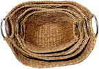 Deco 79 Seagrass Handmade Decorative and Functional Storage Basket Woven Curved Basket Organizer with Silver Metal Handles, Set of 4 Basket for Storage 14", 16", 19", 21"W, Brown - Image 2
