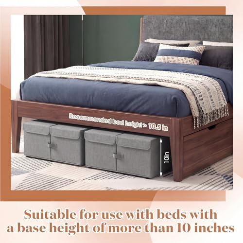 Geelin 4 Pack Under Bed Storage with Wheels, 10 Inch Height 65L Large Capacity Foldable Underbed Storage Bins with Lids & Handles, Easy Assembly Rolling Under Bed Containers for Clothes Blankets, Gray - Image 6