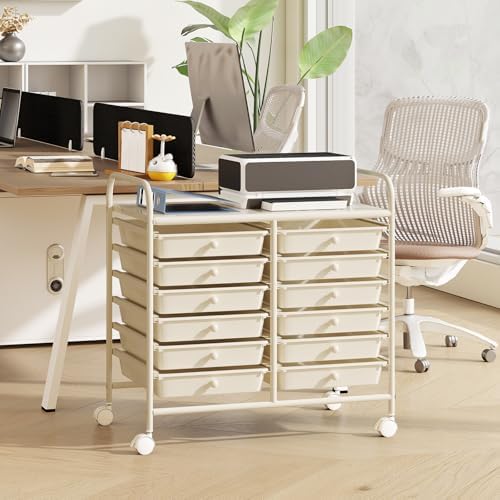 COSTWAY 12-Drawer Rolling Storage Cart, Utility Storage Organizer Cart - Image 2