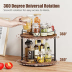 12" Wood Lazy Susan, 2 Tier-Rotating Spice Rack, Rustic Brown - Image 2