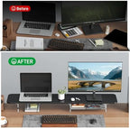 AFOOYO Large Dual Monitor Stand For Desk,43 Inch Desktop Computer Riser with Felt Drawer Acrylic Legs Desk Shelf Organizer For Computer/Laptop/PC/Printer/TV - Image 6