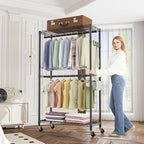 Golpart Heavy Duty Rolling Clothes Rack Wheels Portable Metal Garment Rack - Image 2