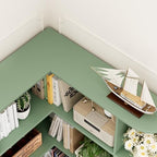 FOTOSOK 72" Tall Corner Bookshelf, 6-Tier Bookshelf and Bookcase, Green - Image 5