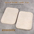 Karibiber Natural Marble Vanity Tray, 11.8" Marble/Stone Bathroom Tray Countertop, Beige Tray for Decor, Perfume Jewelry Holder, Storage/Organizer for Kitchen Sink - Image 2