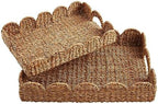 Mud Pie Nested Scallop Woven Trays Set; 21.63"X15.75" by MudPie
