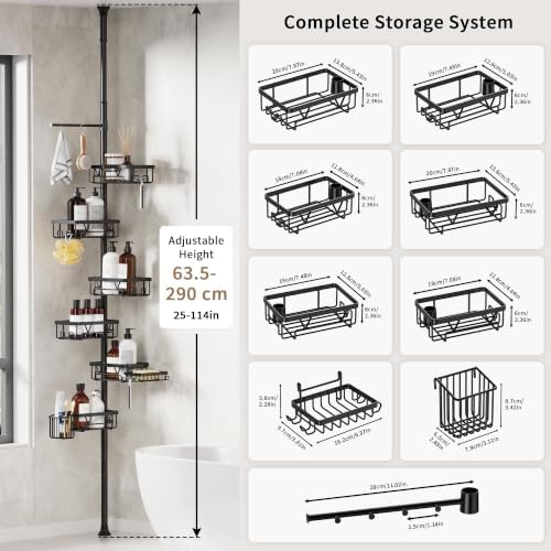 KEGII Corner Shower Caddy, 6-Tier Tension Pole with Towel Holder - Image 2