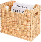 Magazines Holders, Handwoven Magazine Basket for Bathroom, Water Hyacinth Wicker Magazine Rack for Books, Files, Newspapers, Rectangular, 14.2 x 11.4 x 6.7 inch by BOERSHUN