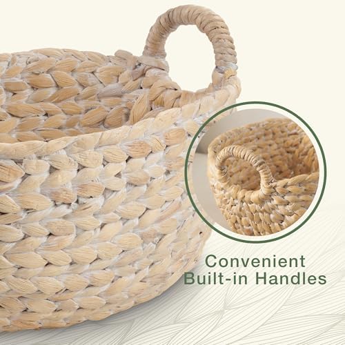 Set of 3 Wicker Storage Baskets for Organizing - Woven Decorative Baskets with Handles - Organizers for Bathroom, Kitchen, and Shelves (White) - Image 6