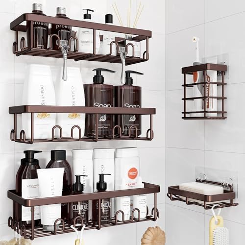 YASONIC Shower Caddy Adhesive, Rustproof Shower Organizer, Wall Shower Rack by YASONIC