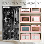 Criusia 4 Pack Linen Closet Organizers and Storage, Closet organizer Large Linen Closet Baskets for Organization, Foldable Storage Containers for Towels, Clothing, Jeans, Books, Shelves, Pink - Image 2