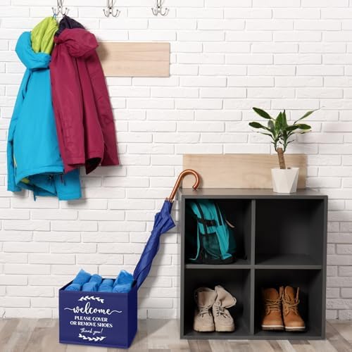 Suzile 6 Pcs Shoe Covers Box Foldable Storage Bin Indoor Disposable Shoe Cover Dispenser Holders for Open Houses Real Estate Agent Supplies Homeowner Booties(Dark Blue) - Image 5