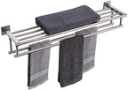 KOKOSIRI Towel Shelf with Double Towel Bars 32 Inches Bathroom Towel Rack Bath Towel Holder Wall Mounted Stainless Steel, Brushed Nickel, B6005BR-L32 by KOKOSIRI