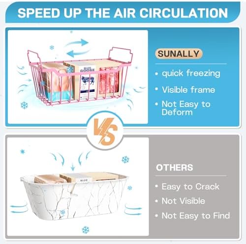 SUNALLY Freezer Organizer Bins, 8 Pack Stackable Pantry Storage Bins, Pink - Image 7