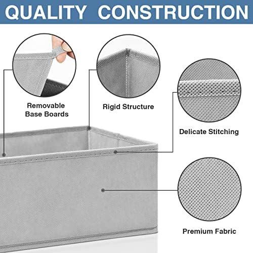 Criusia Drawer Organizer Clothes 24 Pack, Fabric Closet Organizers and Storage Bins for Underwear Sock, Odorless Dresser Drawer Dividers for Baby Nursery Organization (Grey) - Image 6