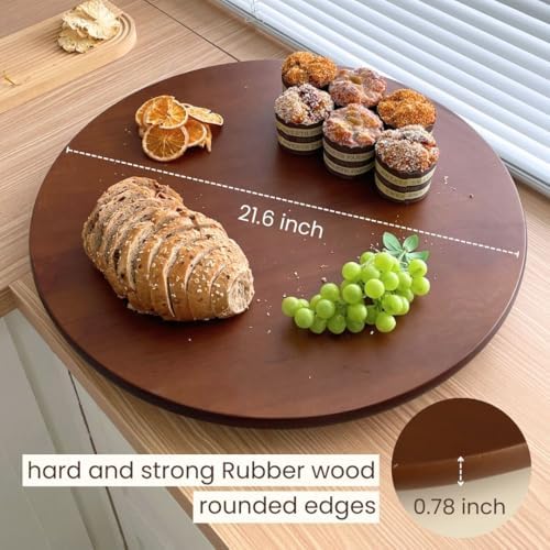 CONMEOCON- 22" Wooden Large Lazy Susan for Table Top with Premium Rubber Wood Sturdy and Good Craftsmanship, Large Charcuterie Board for The Party and Dining Table - Image 2
