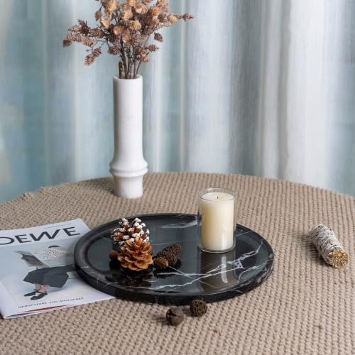 Marble Serving Tray, 11.8" Round Vanity Tray for Bathroom Countertop, Black - Image 4