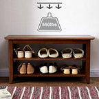 XKZG Shoe Rack Bench Wooden Shoe Storage Bench Entryway Bench, Brown, 31.5" - Image 3