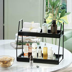ZGO 2-Tier Modern Bathroom Counter Organizer, Wooden Sink Organizer Shelf for Vanity Storage, Makeup Bedroom Corner (Black Frame, 2 Shelves) - Image 6