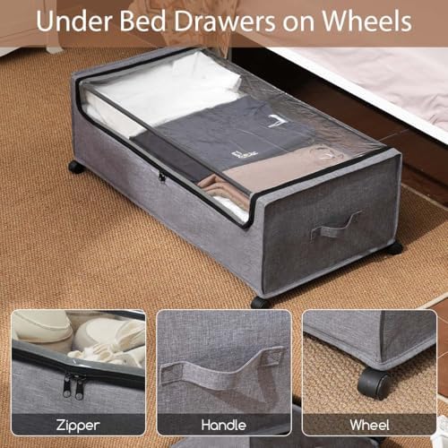 Under Bed Storage with Wheels High Size for Shoe Clothing Storage - Image 3