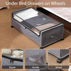 Under Bed Storage with Wheels High Size for Shoe Clothing Storage - Image 3
