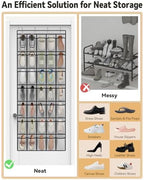 dodowin Over Door Shoe Organizers, 2 Pack, 35 Pockets Each, Black/Grey - Image 6