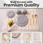 Large Stone Dish Drying Mat For Kitchen Counter | Non-Slip, Super Absorbent Diatomaceous Dish Dry Matt | Rollable Stone Drying Mat For Kitchen Counter, Heat-Resistant, Travertine Beige Color - Image 4