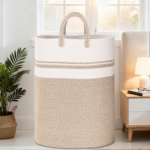 Woven Laundry Basket for Clothes, 100 L Large Rectangle Laundry Hampers, Nursery Storage Basket for Toys, Tall Dirty Clothes Hamper for Bedroom Aesthetic, Bathroom, Laundry Room - Image 4