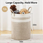 Fiona's magic Woven Laundry Hamper, 72L Tall Blanket Storage-Brown&White - Image 3