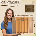Bamboo Kitchen Utensil Drawer Organizer for Silverware | 100% Natural Expandable 14-20 Inch Kitchen Drawer Organizers for Utensils | Non-Slip Base | Screwed Joints for Long-Lasting Durability - Image 3