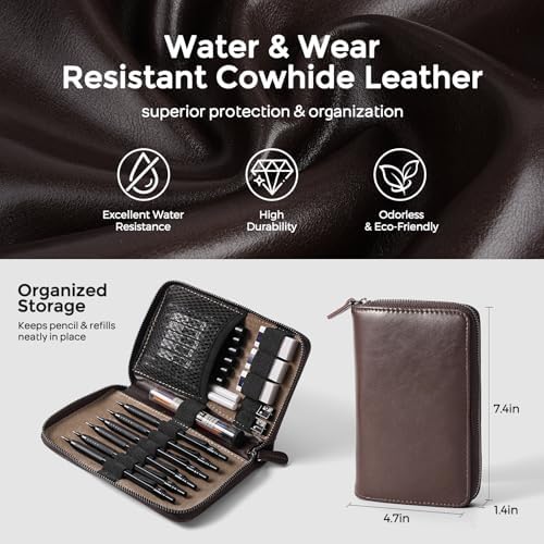 Nicpro 30PCS Black Metal Mechanical Pencil Set in Leather Case - Image 3
