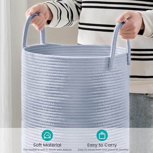 YOUDENOVA Cotton Rope Laundry Hamper Basket, 58L Blanket Basket for Nursery - Image 4