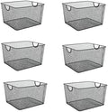 Ybm Home Household Wire Mesh Open Bin Shelf Storage Basket Organizer Black For Kitchen Pantry, Cabinet, Fruits, Vegetables, Pantry Items Toys 10” x 9” x 6”, 6-Pack, Black by YBMHome