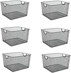 Ybm Home Household Wire Mesh Open Bin Shelf Storage Basket Organizer Black For Kitchen Pantry, Cabinet, Fruits, Vegetables, Pantry Items Toys 10” x 9” x 6”, 6-Pack, Black by YBMHome